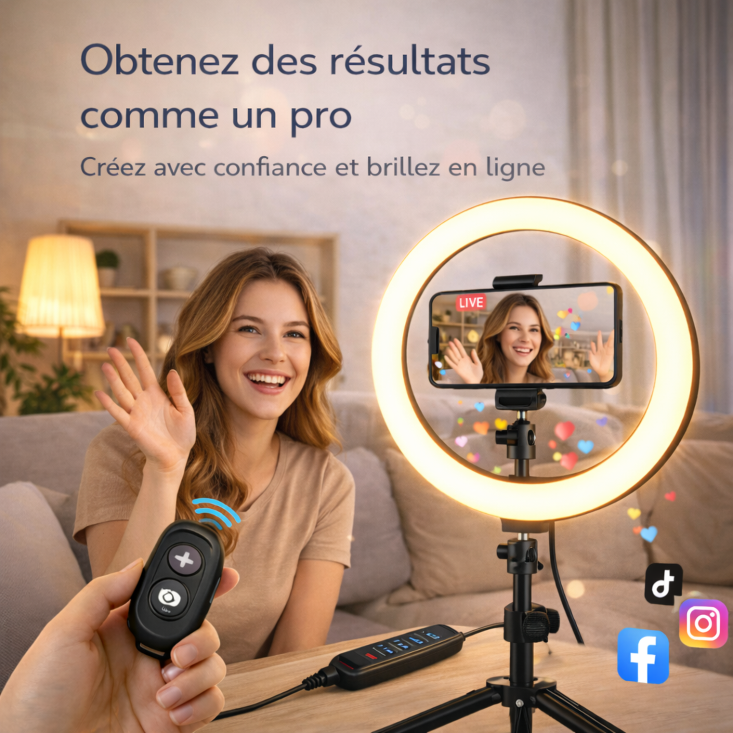 Anneau lumineux LED 10”