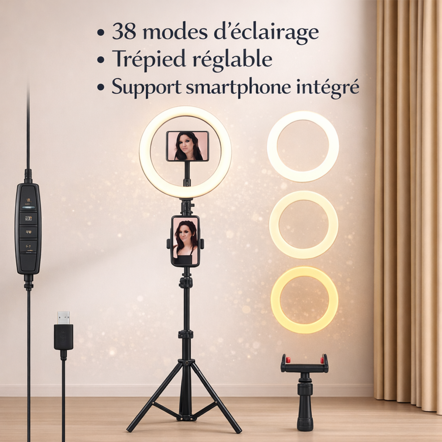 Anneau lumineux LED 10”