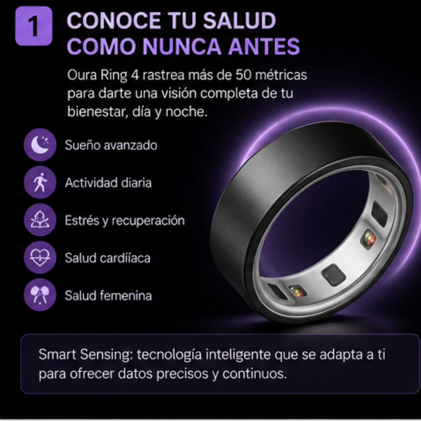 Oura Ring 4 – Anillo Inteligente de Salud y Bienestar | Seguimiento de Sueño, Estrés, Ritmo Cardíaco y Temperatura