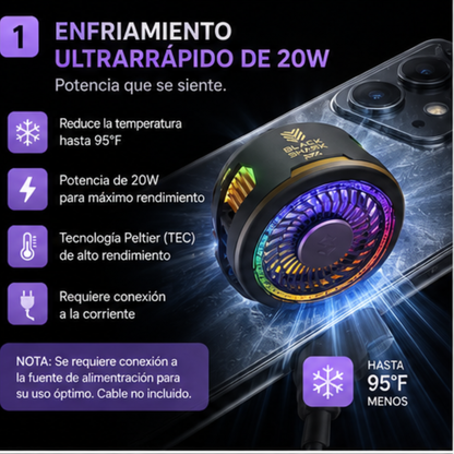 Black Shark FunCooler 5 – Enfriador Magnético de 20W para Smartphone con RGB y Doble Modo de Refrigeración
