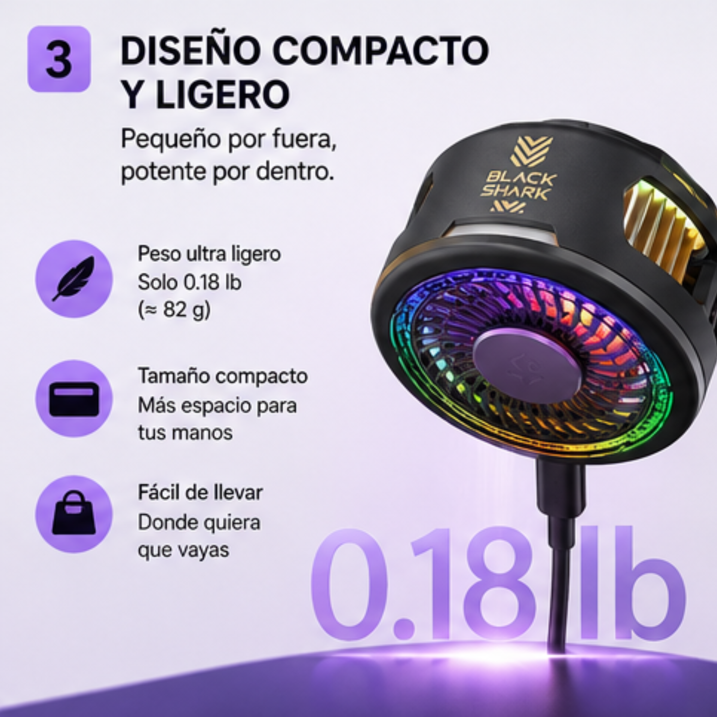 Black Shark FunCooler 5 – Enfriador Magnético de 20W para Smartphone con RGB y Doble Modo de Refrigeración