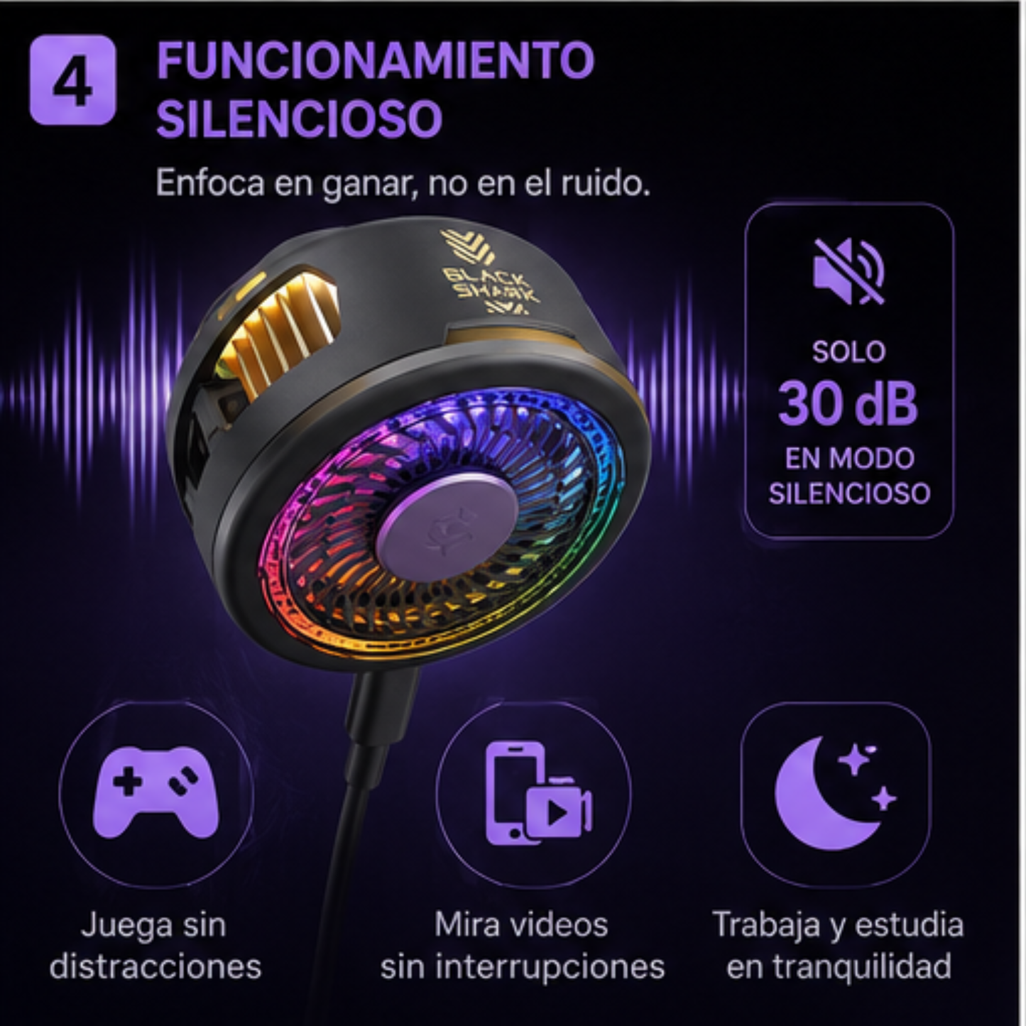Black Shark FunCooler 5 – Enfriador Magnético de 20W para Smartphone con RGB y Doble Modo de Refrigeración