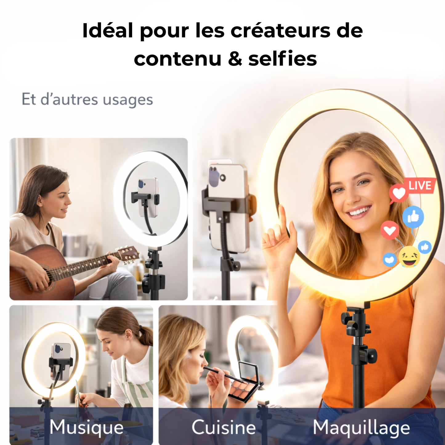Anneau lumineux LED 10”
