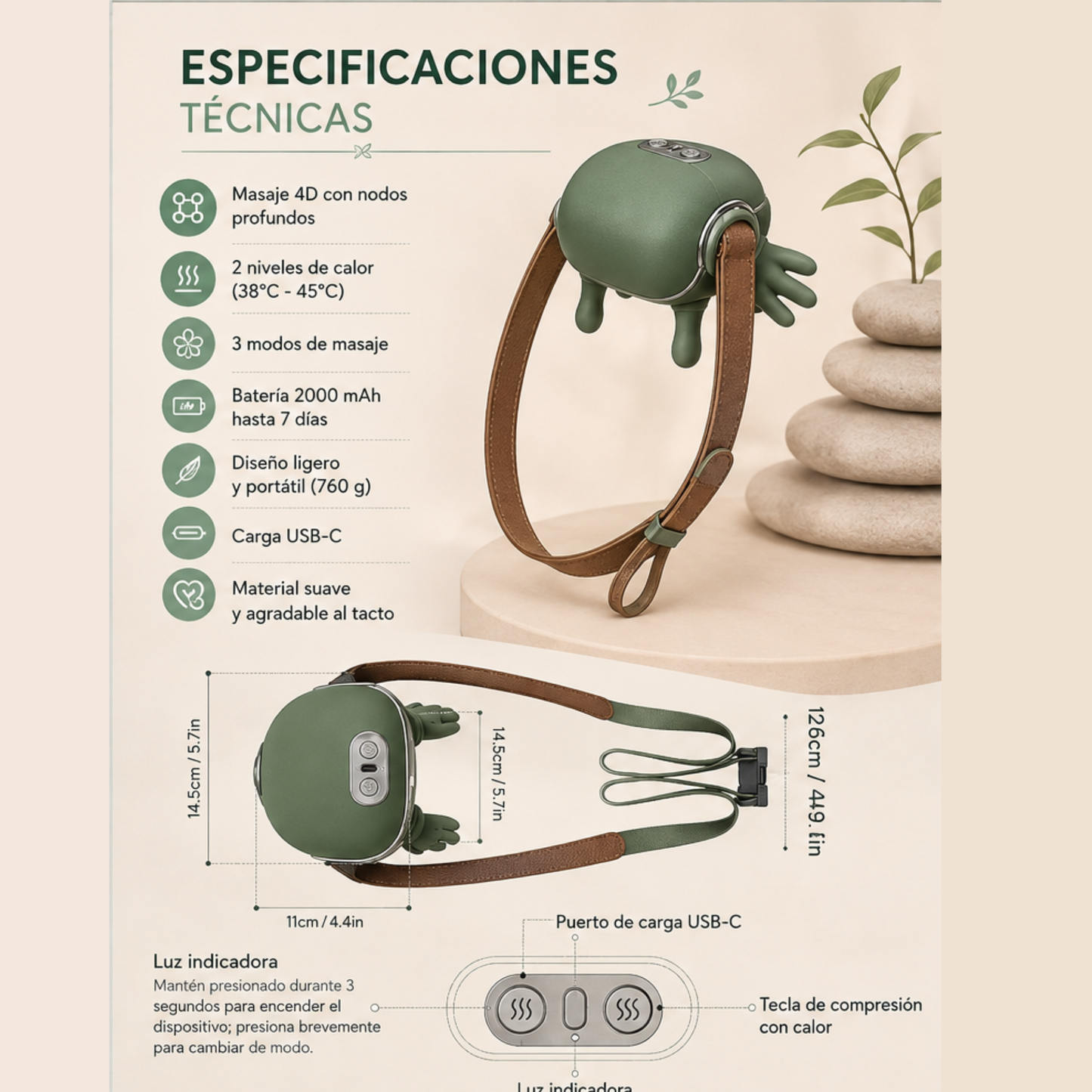 Masajeador Cervical 8D – Alivio Instantáneo para Cuello y Hombros